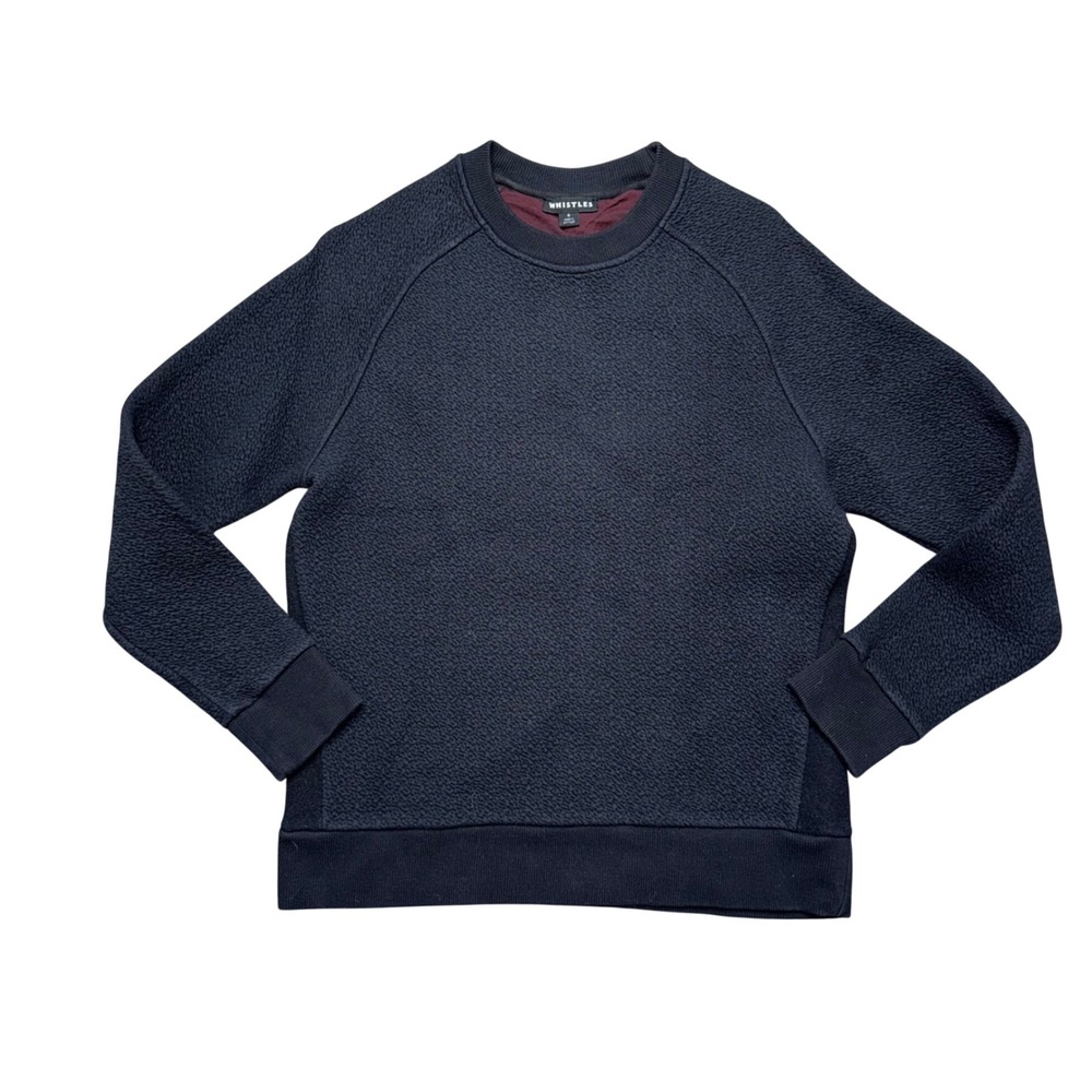 Whistles Textured Sweatshirt‎ Womens M Black Excellent Wool Blend Raglan